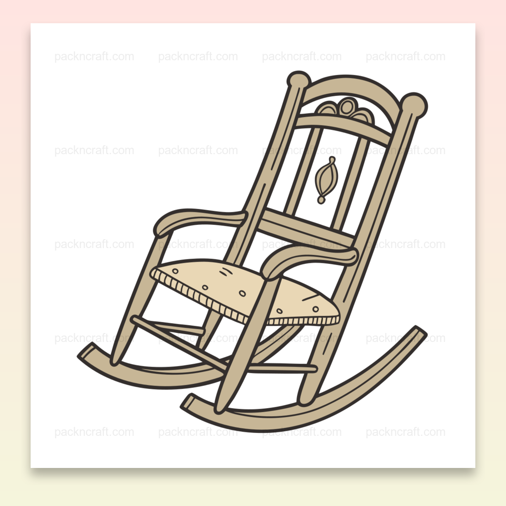 Illustration de chaise à bascule vintage en style dessin, parfaite pour déco rétro ou projets créatifs.