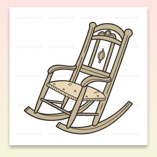 Illustration de chaise à bascule vintage en style dessin, parfaite pour déco rétro ou projets créatifs.