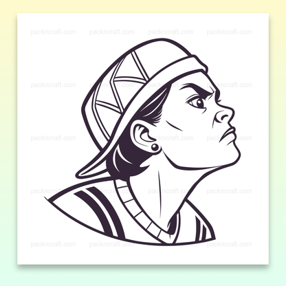 Illustration d'un jeune garçon déterminé en style vectoriel monochrome, idéale pour projets créatifs et éducatifs.