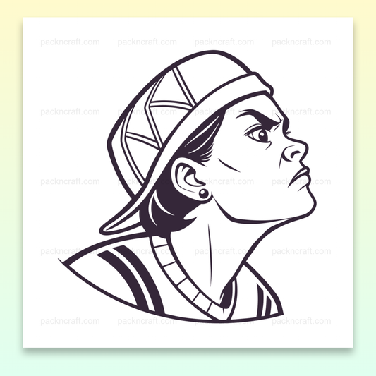 Illustration d'un jeune garçon déterminé en style vectoriel monochrome, idéale pour projets créatifs et éducatifs.