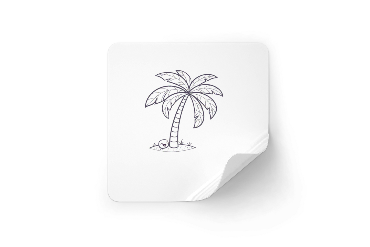 Sticker décoratif représentant un palmier joyeux dans un style minimaliste tropical