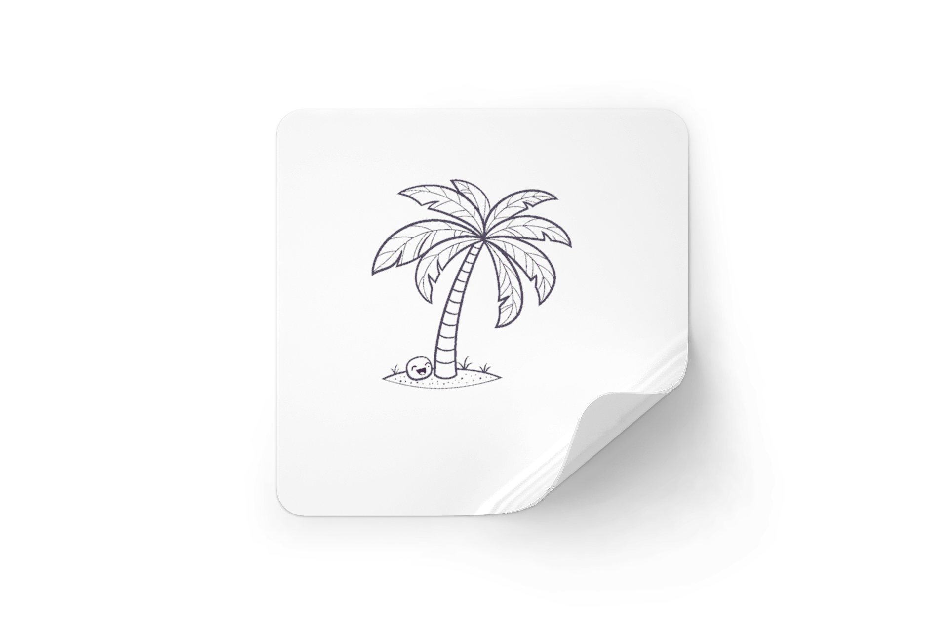 Sticker décoratif représentant un palmier joyeux dans un style minimaliste tropical