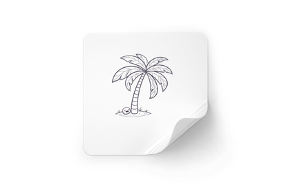 Sticker décoratif représentant un palmier joyeux dans un style minimaliste tropical
