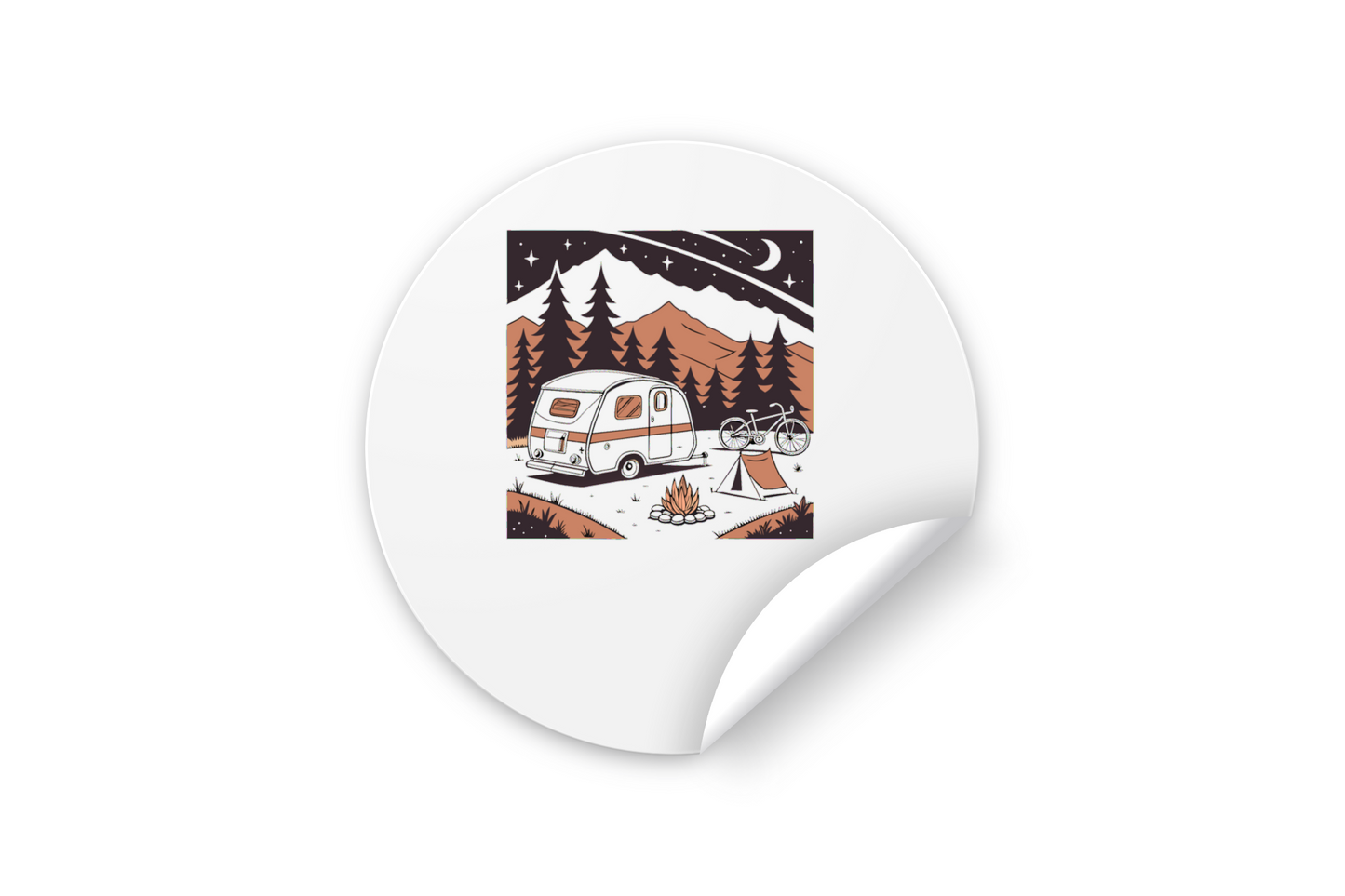 Sticker caravane rétro pour camping, idéal pour personnaliser votre matériel.