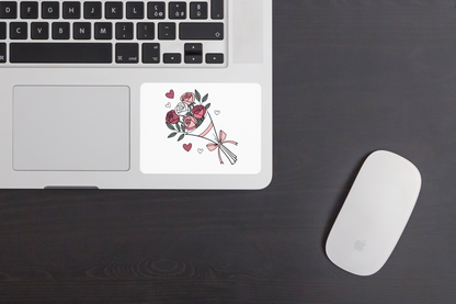 Sticker floral romantique, bouquet de roses vintage