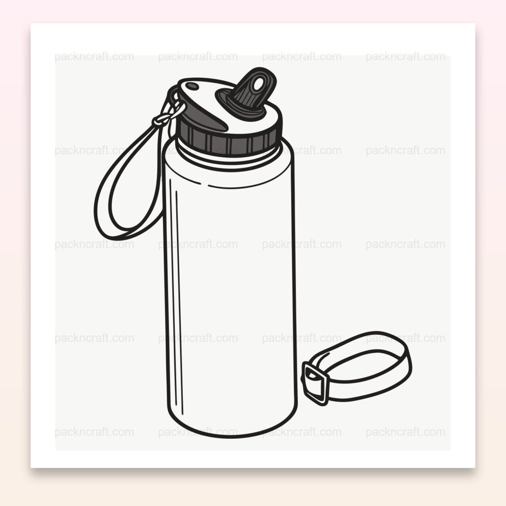 Illustration monochrome de gourde pour projets DIY, sport et aventure.