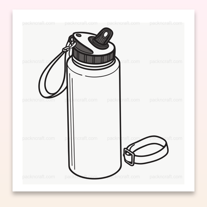 Illustration monochrome de gourde pour projets DIY, sport et aventure.