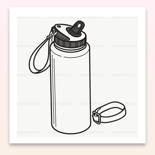 Illustration monochrome de gourde pour projets DIY, sport et aventure.