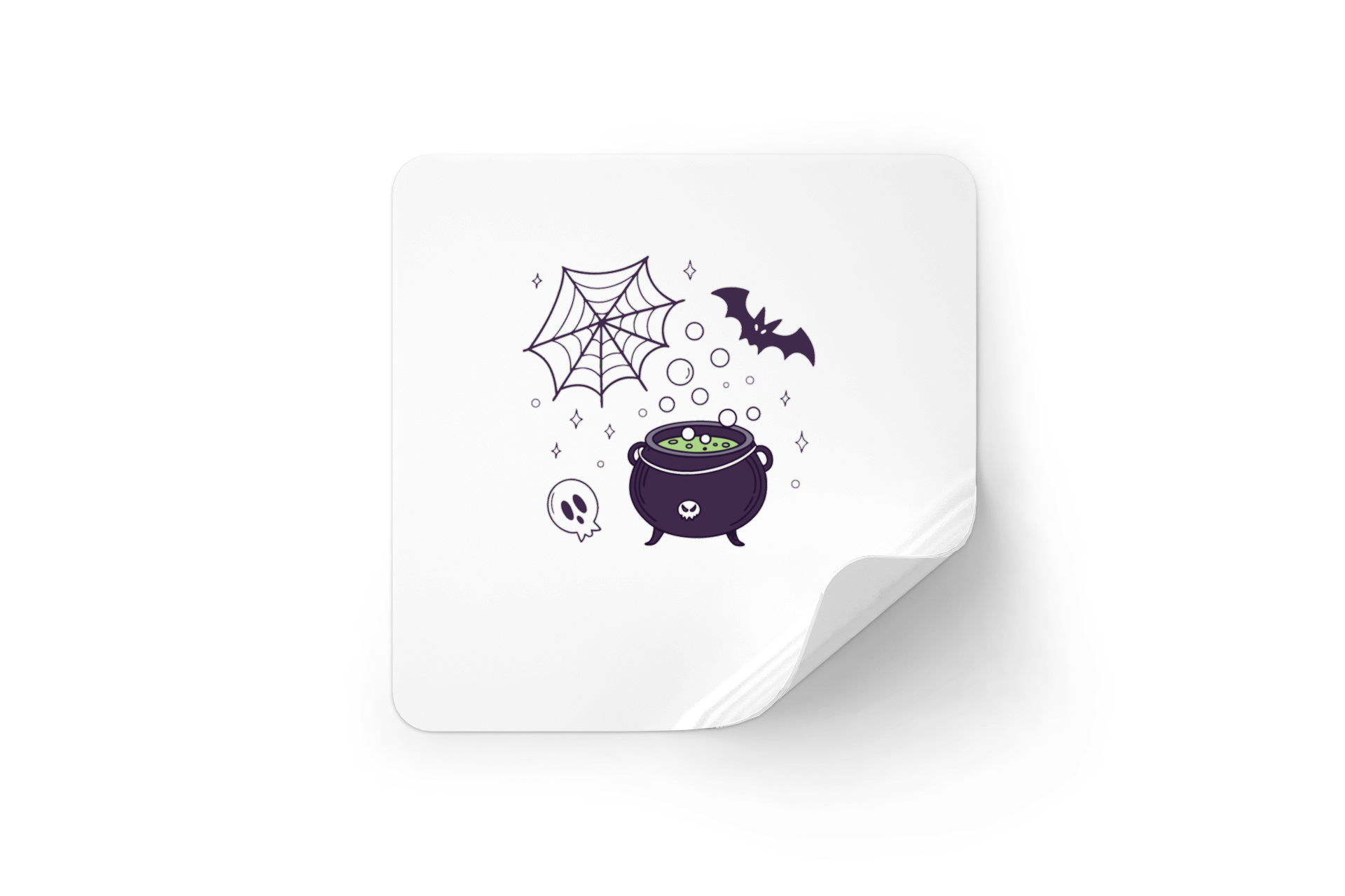 Sticker décoratif sur le thème Halloween avec un chaudron bouillonnant envoûtant