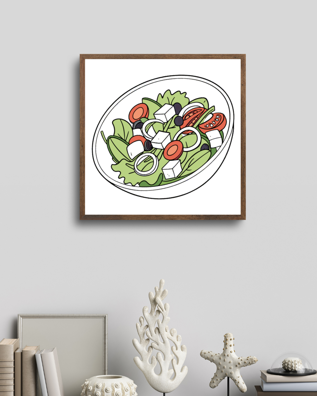 Cadre moderne avec icône vectorielle alimentaire et design salade enjouée