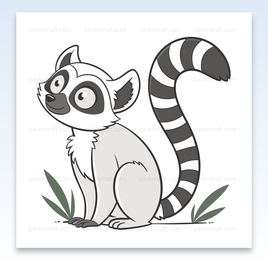 Illustration de lémurien curieux en SVG minimaliste pour stickers et papeterie.