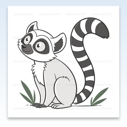 Illustration de lémurien curieux en SVG minimaliste pour stickers et papeterie.