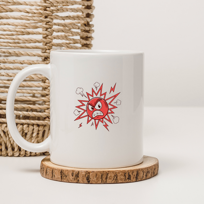 Mug vibrant avec icône explosive évoquant des émotions puissantes et dynamiques
