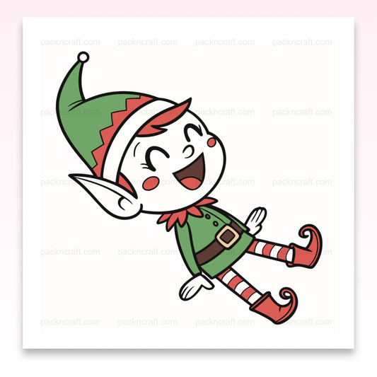 Illustration numérique de lutin joyeux en vert pour projets festifs et déco de Noël