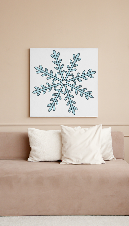 Cadre avec flocon de neige symétrique présentant un élégant design hivernal