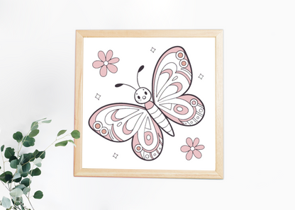 Cadre avec papillon pastel élégant en style vectoriel sur thème printanier