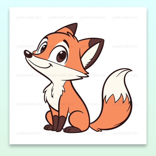 Illustration d'un renard malicieux assis, idéal pour déco ou DIY.