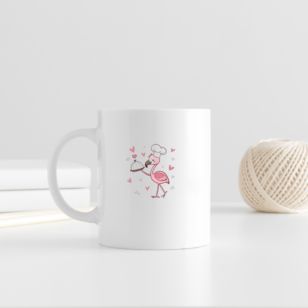 Mug avec flamant rose cuisinier kawaii pour un moment gourmand et original