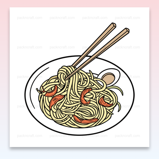 Illustration de spaghetti gourmet minimaliste pour déco cuisine ou projets DIY.