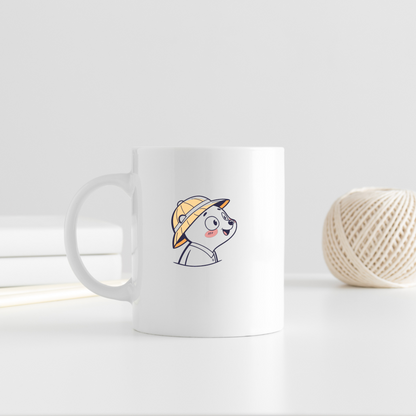 Mug avec panda explorateur minimaliste, idéal pour les amateurs d'aventure animalière