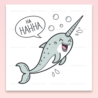 Illustration SVG d'un narval rieur, parfait pour projets DIY marins.
