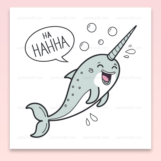 Illustration SVG d'un narval rieur, parfait pour projets DIY marins.
