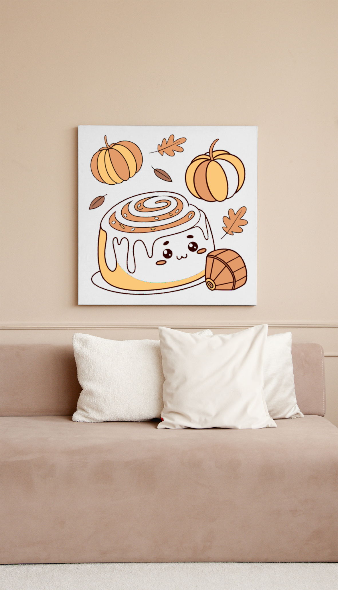 Cadre avec motif roulé à la cannelle joyeux pastel pour une déco automnale