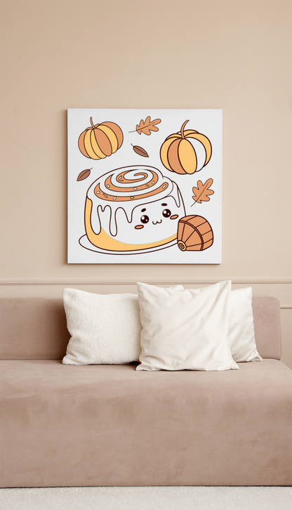 Cadre avec motif roulé à la cannelle joyeux pastel pour une déco automnale
