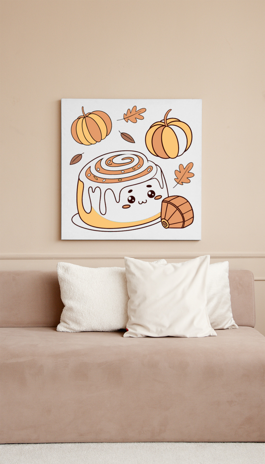 Cadre avec motif roulé à la cannelle joyeux pastel pour une déco automnale