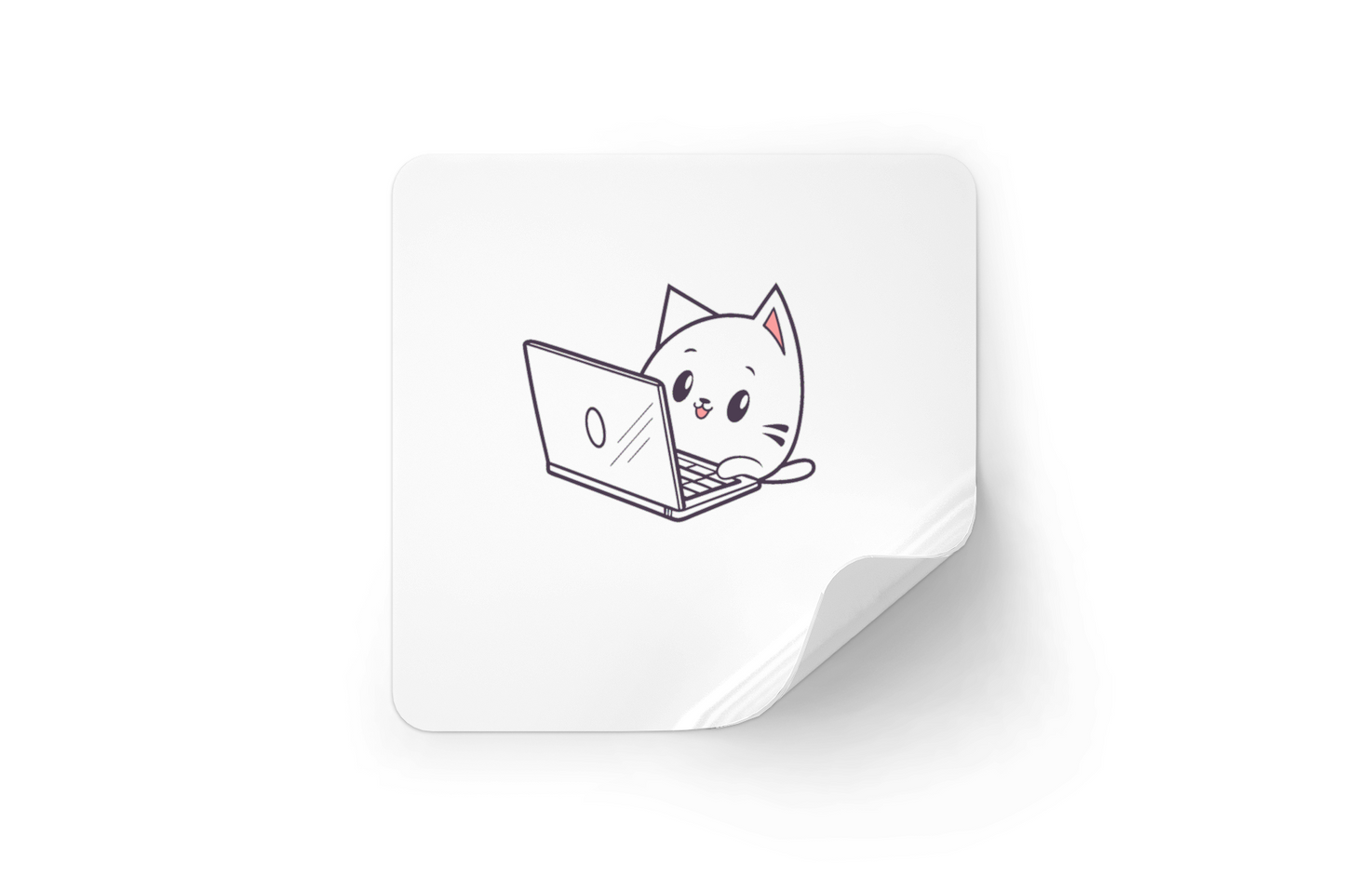 Sticker avec chat adorable en mode geek sur fond vectoriel et thème tech