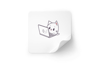 Sticker avec chat adorable en mode geek sur fond vectoriel et thème tech