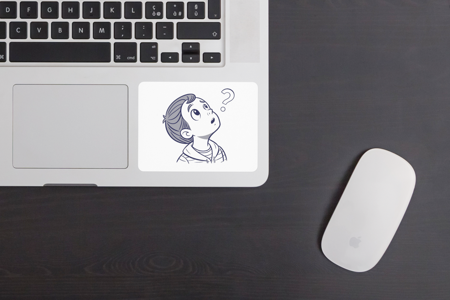 Sticker avec dessin d'un garçon curieux dans un style éducatif playful et moderne