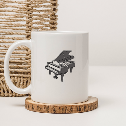 Mug avec icône vectorielle élégante de piano à queue en thème musical