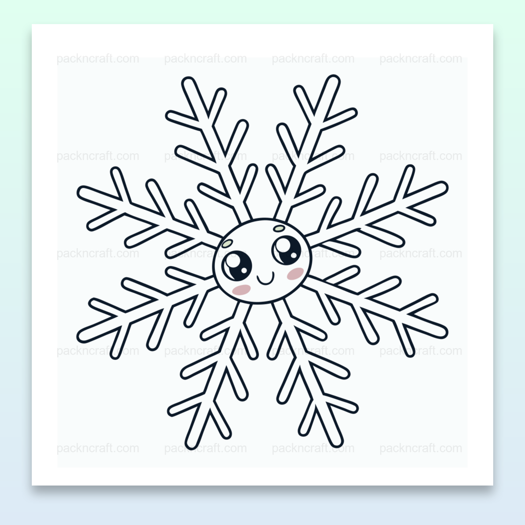 Flocon de neige joyeux au style kawaii, idéal pour DIY et papeterie
