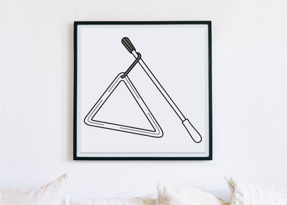 Cadre illustré moderne avec triangle musical vibrant dans un style minimaliste