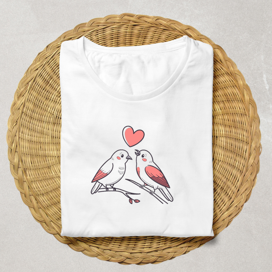 Design de t-shirt avec Love Birds pour des vêtements à motif romantique