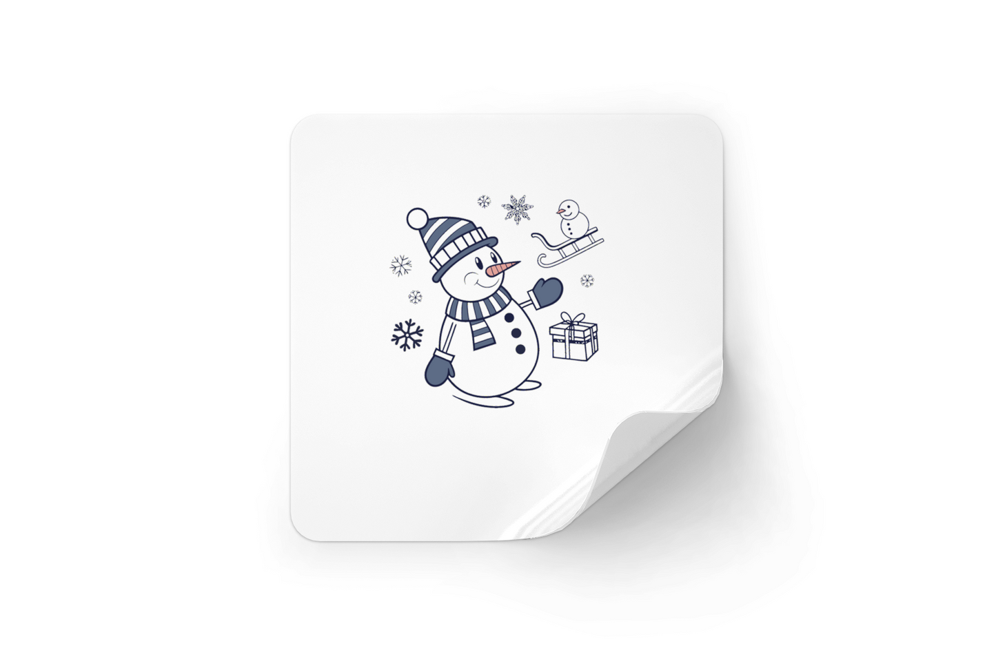 Sticker décoratif représentant un bonhomme de neige joyeux pour ambiance hivernale