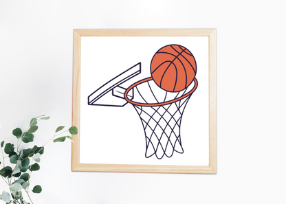 Cadre avec design coloré d'un panier de basket dynamique pour les fans de sport