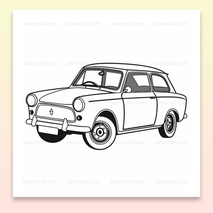 Dessin vectoriel de la Trabant 601, idéal pour décoration rétro.