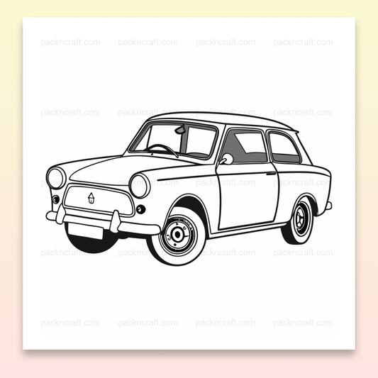 Dessin vectoriel de la Trabant 601, idéal pour décoration rétro.