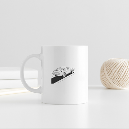 Design vintage Miura sur mug pour les passionnés de voitures classiques.