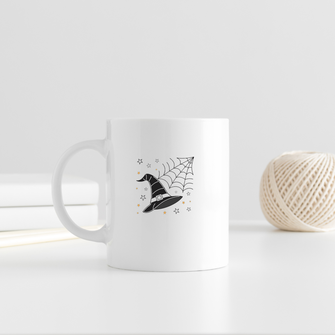Mug à motif mystique avec chapeau de sorcière effrayant thème parfait pour Halloween