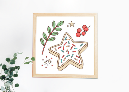 Cadre festive orné d'un dessin étoile biscuit pour ambiance gourmande de Noël