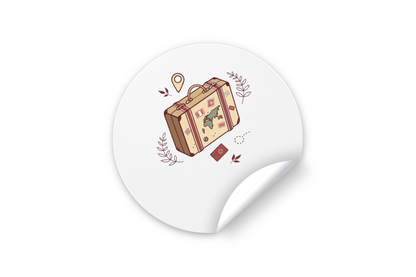 Sticker avec icône de valise pastel, parfait pour les passionnés d'exploration