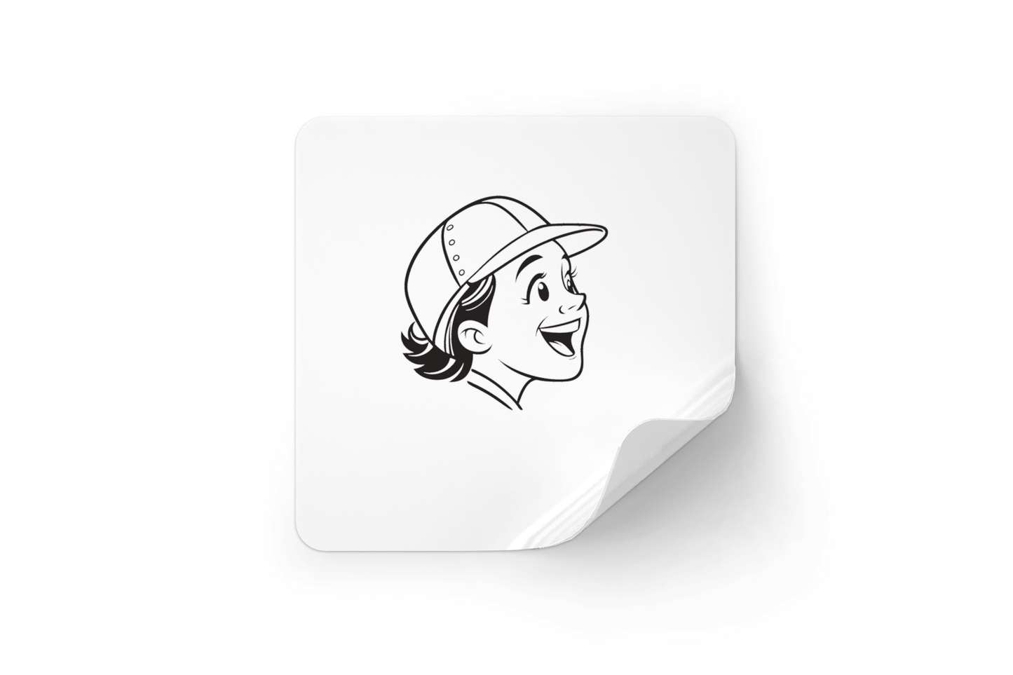 Sticker représentant un garçon enthousiaste dans un style enfantin et classique