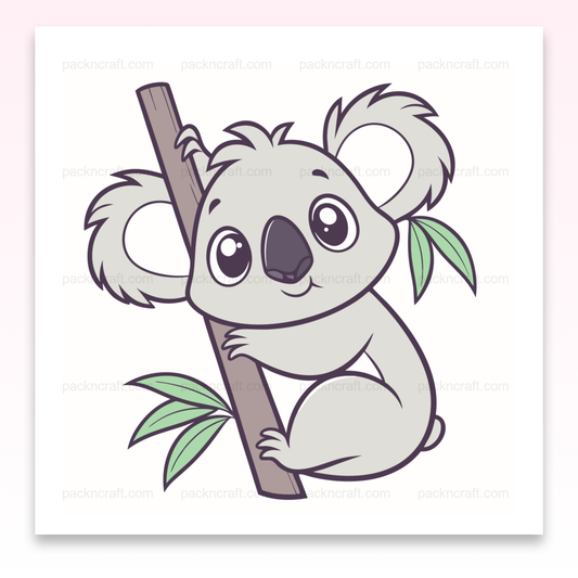 Illustration de koala curieux accroché, idéale pour DIY et décoration