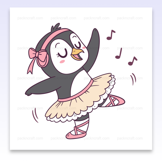 Illustration adorable d'un pingouin dansant en tutu, style pastel.