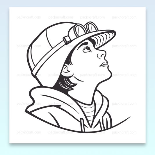 Illustration d'un enfant rêveur en SVG, idéale pour projets créatifs et éducatifs.
