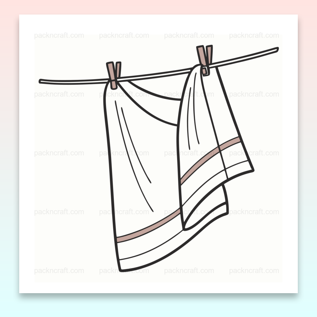 Illustration d'une serviette qui sèche en ligne simple pour projets DIY et déco