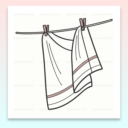 Illustration d'une serviette qui sèche en ligne simple pour projets DIY et déco